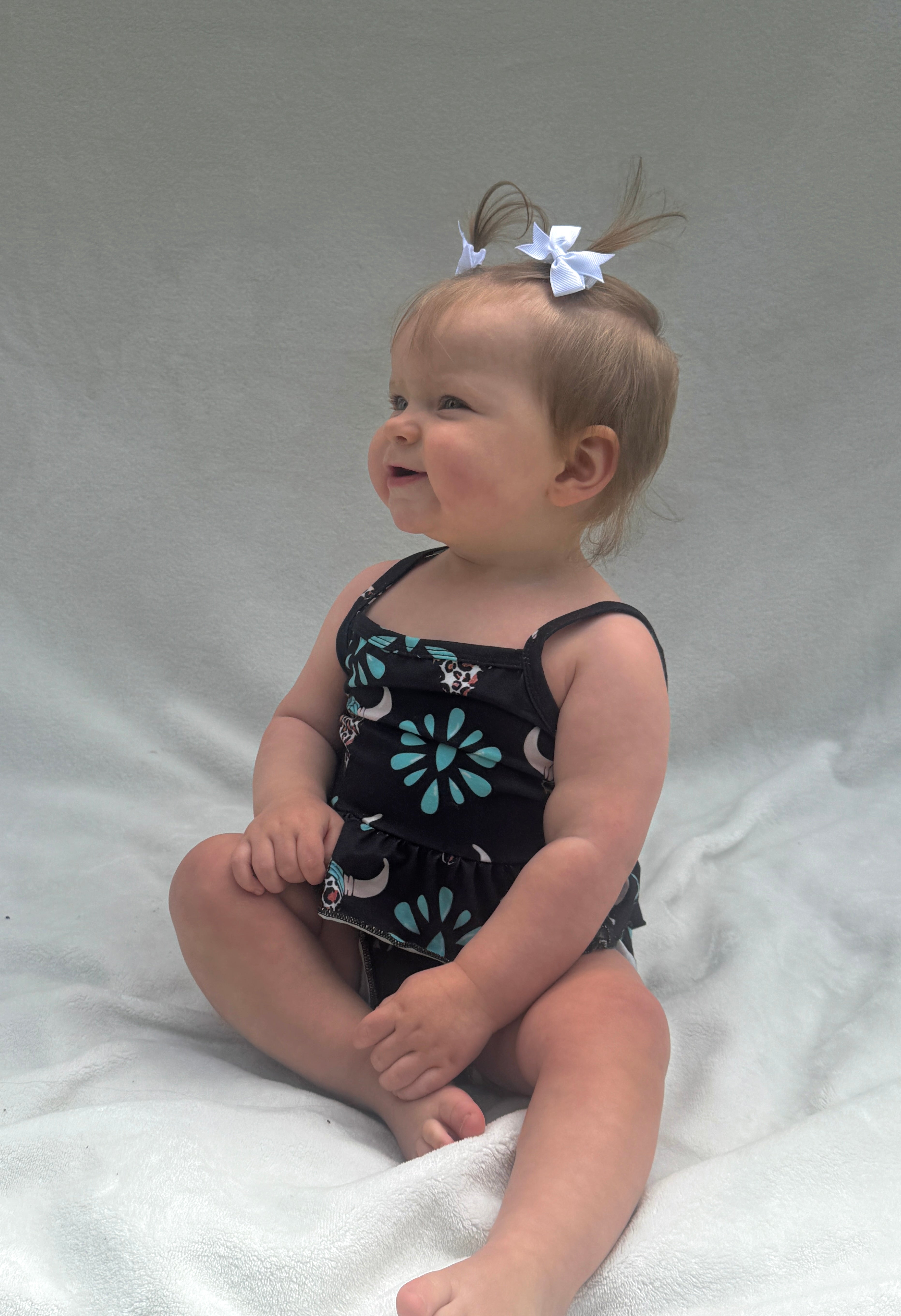 Turquoise Western Cow Bummie Set