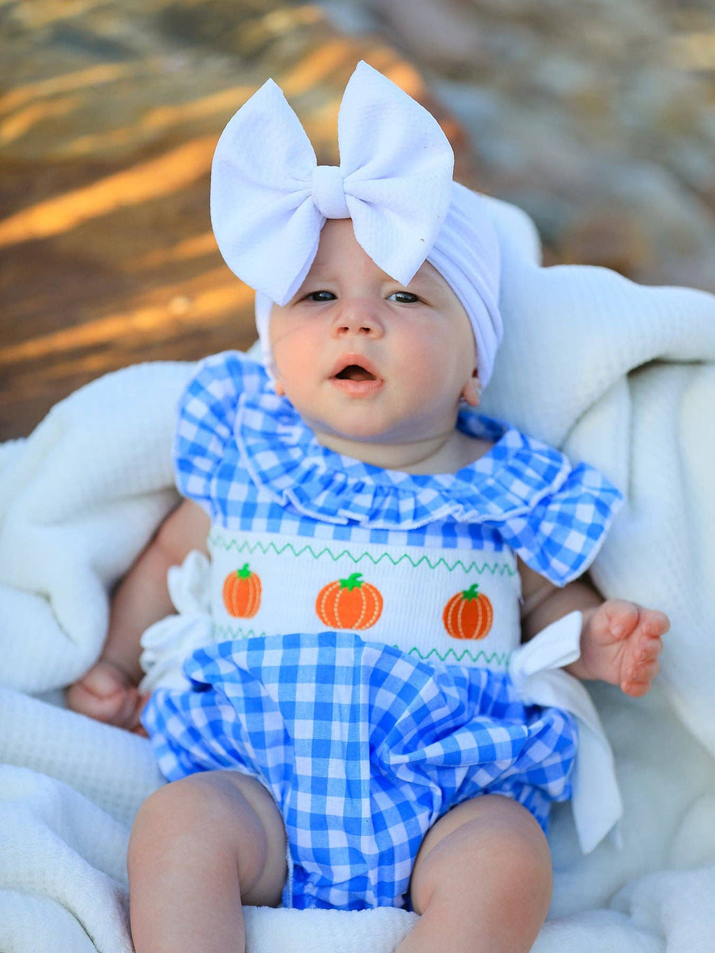 Pumpkin Smock Embroidery Romper