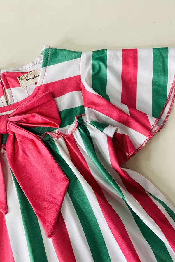 Christmas Striped Bow Dress