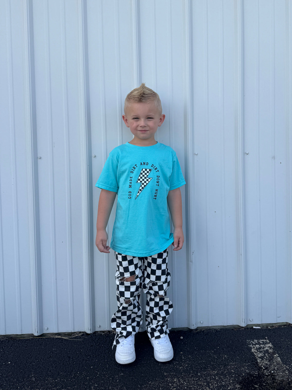 God Made Dirt and Dirt Don't Hurt Checkered Tee