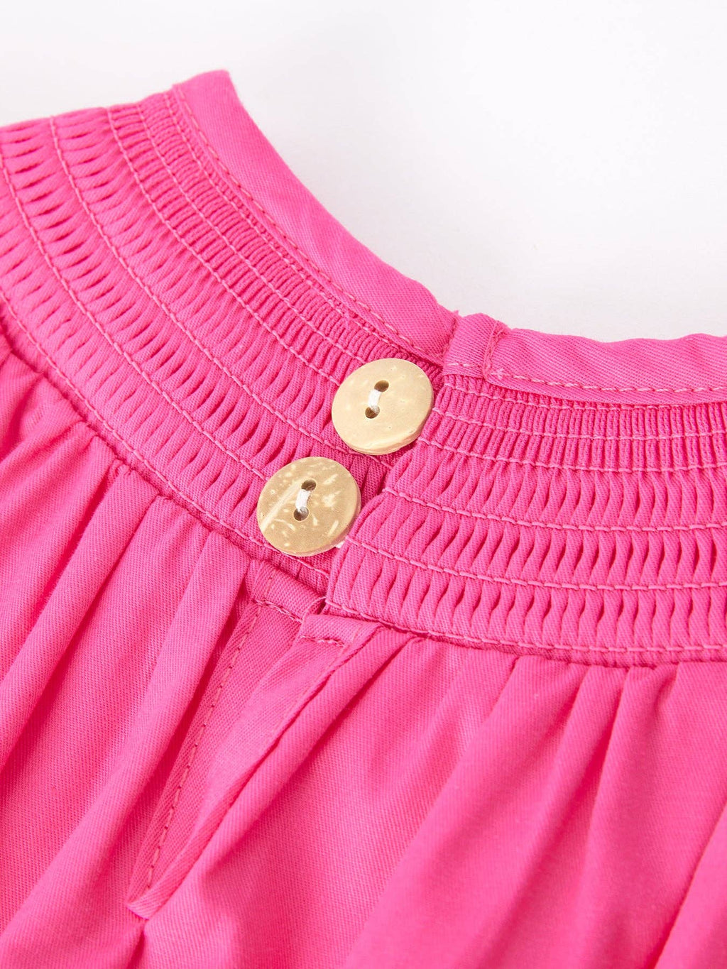 Embroidery Hot Pink Bow Smocked Bubble