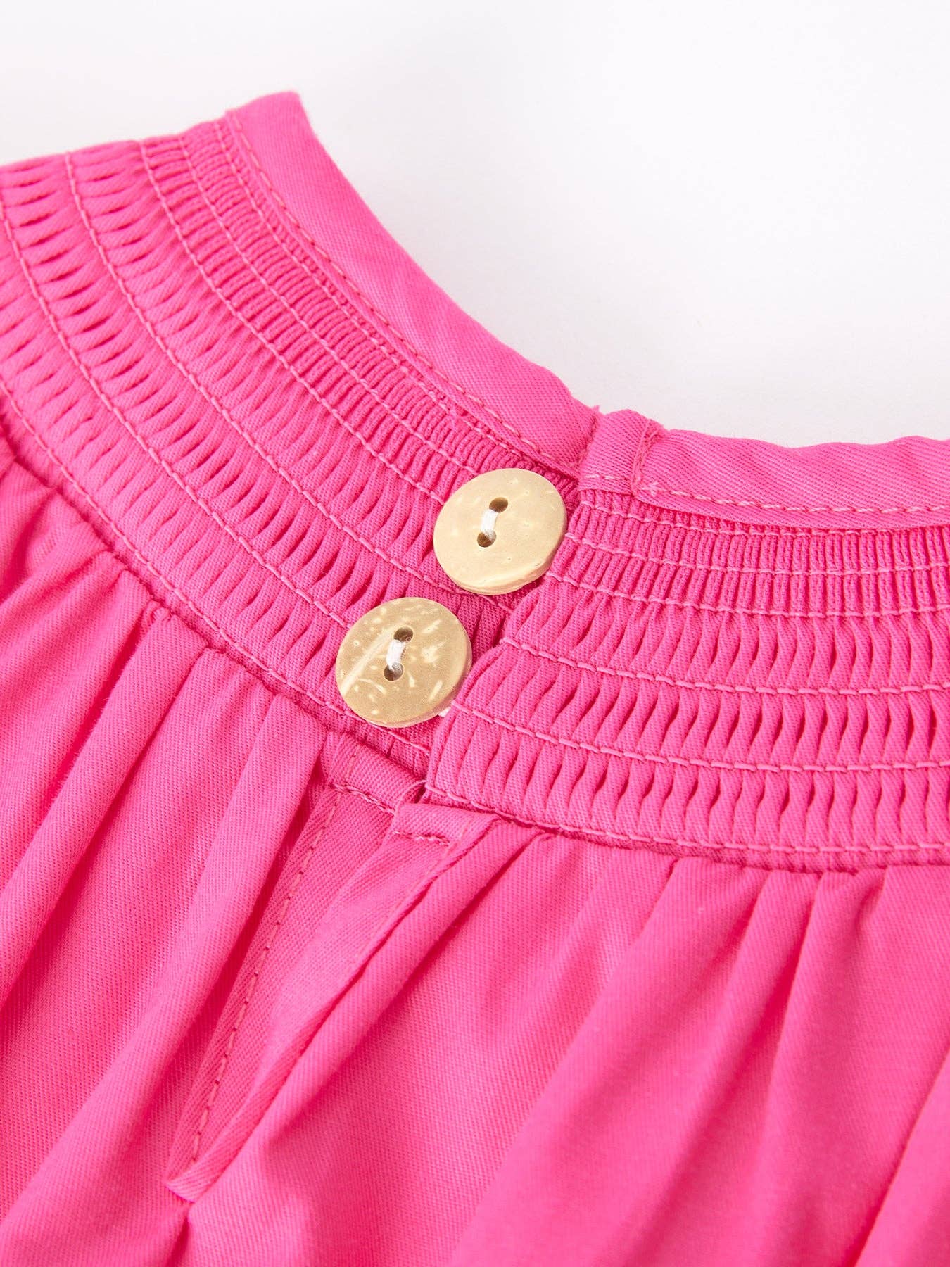 Embroidery Hot Pink Bow Smocked Bubble