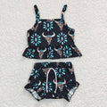 Turquoise Western Cow Bummie Set