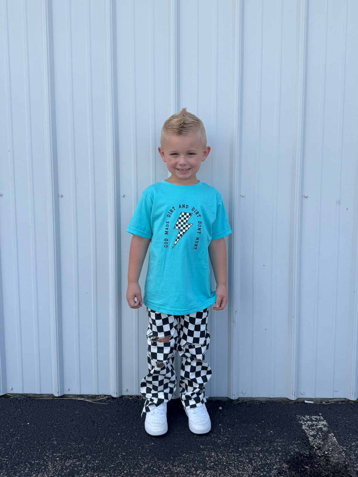 God Made Dirt and Dirt Don't Hurt Checkered Tee