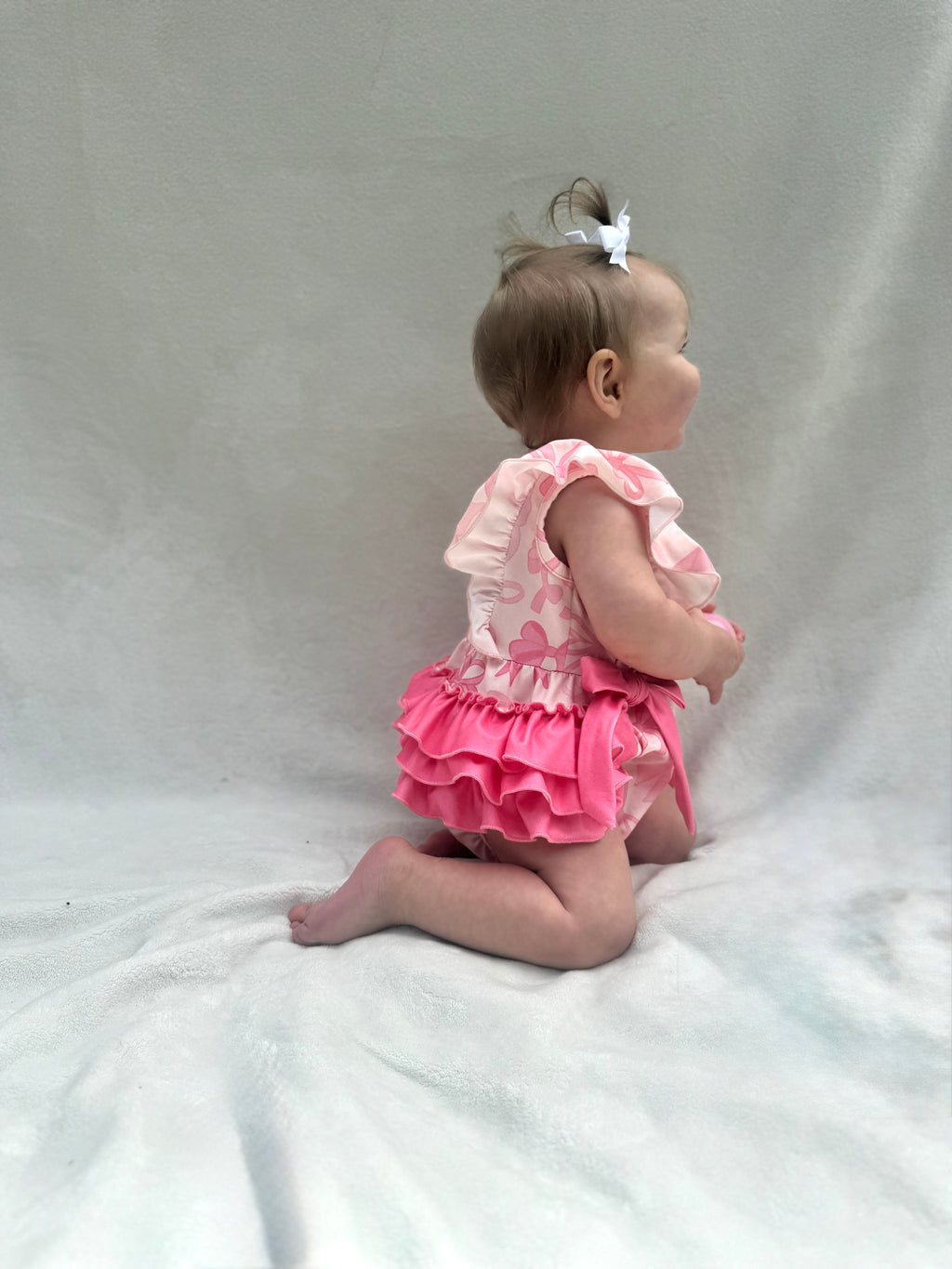 Pink Bow Print "Ruffle Butt" Bubble