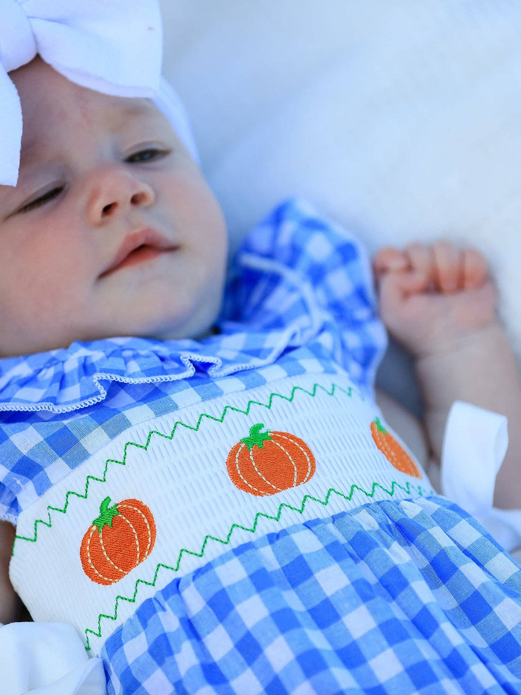 Pumpkin Smock Embroidery Romper