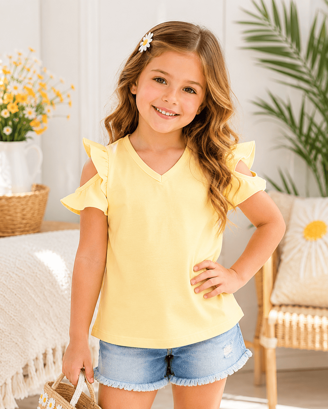 Cold Shoulder Ruffled Top Kids