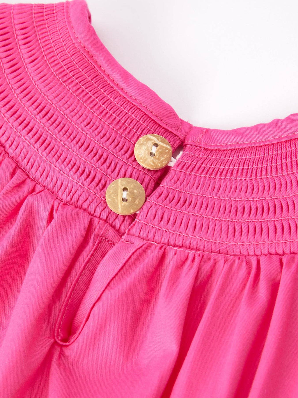 Embroidery Hot Pink Bow Smocked Dress