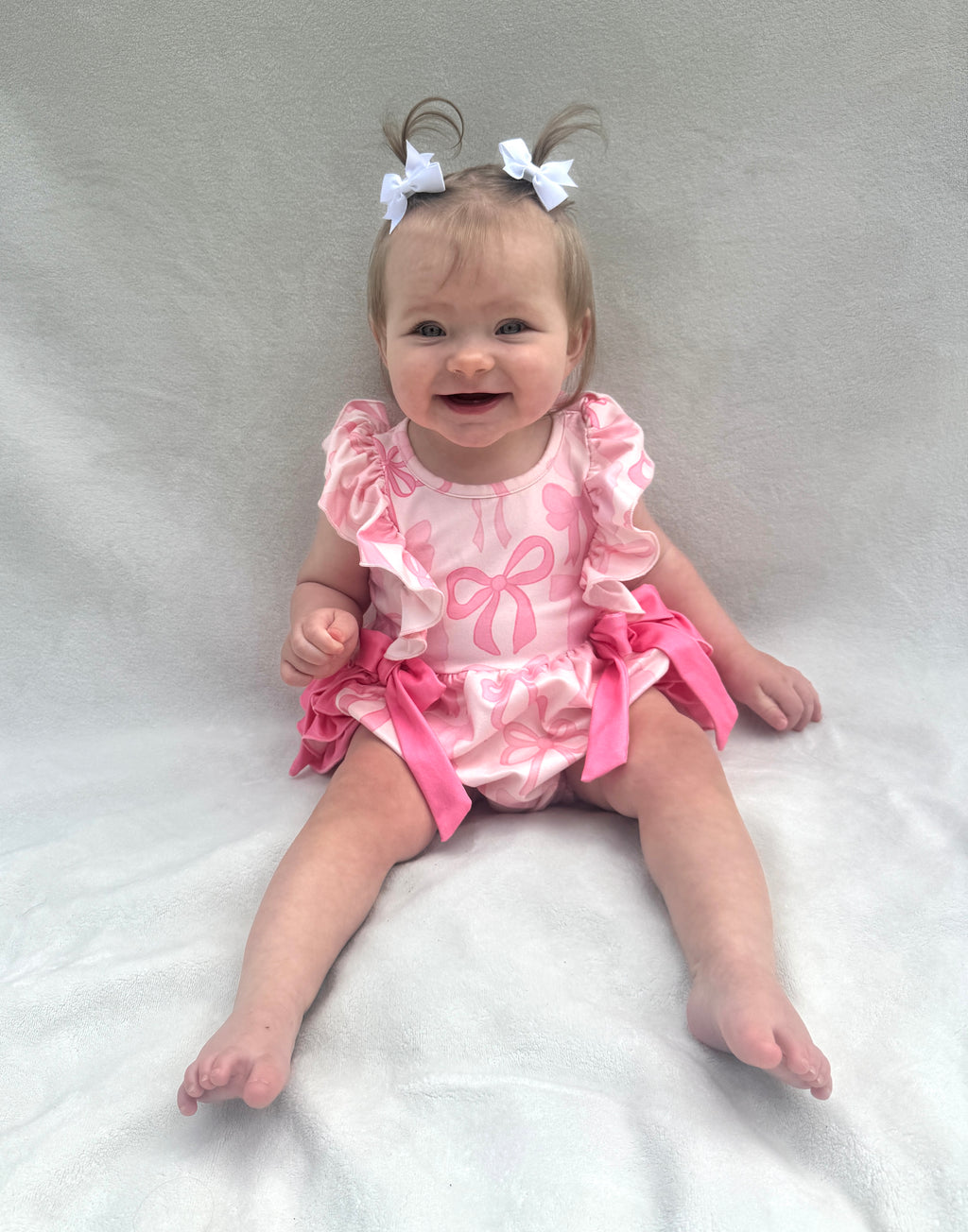 Pink Bow Print "Ruffle Butt" Bubble