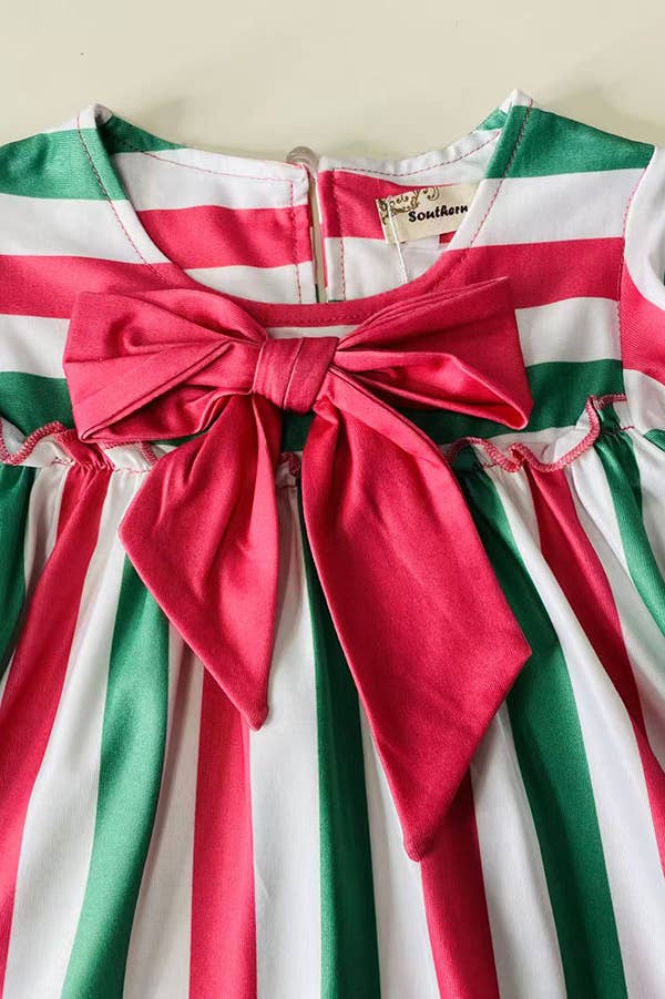 Christmas Striped Bow Dress