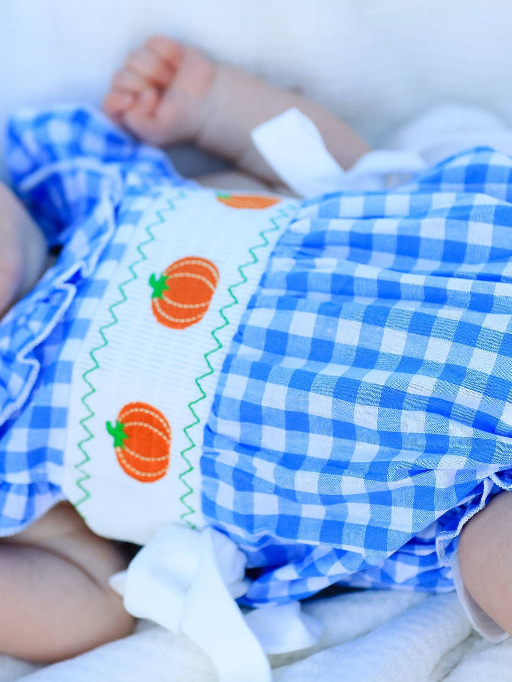 Pumpkin Smock Embroidery Romper