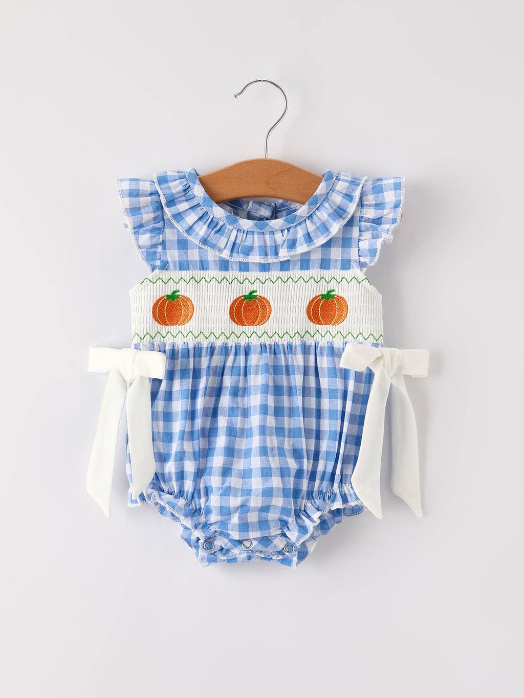 Pumpkin Smock Embroidery Romper
