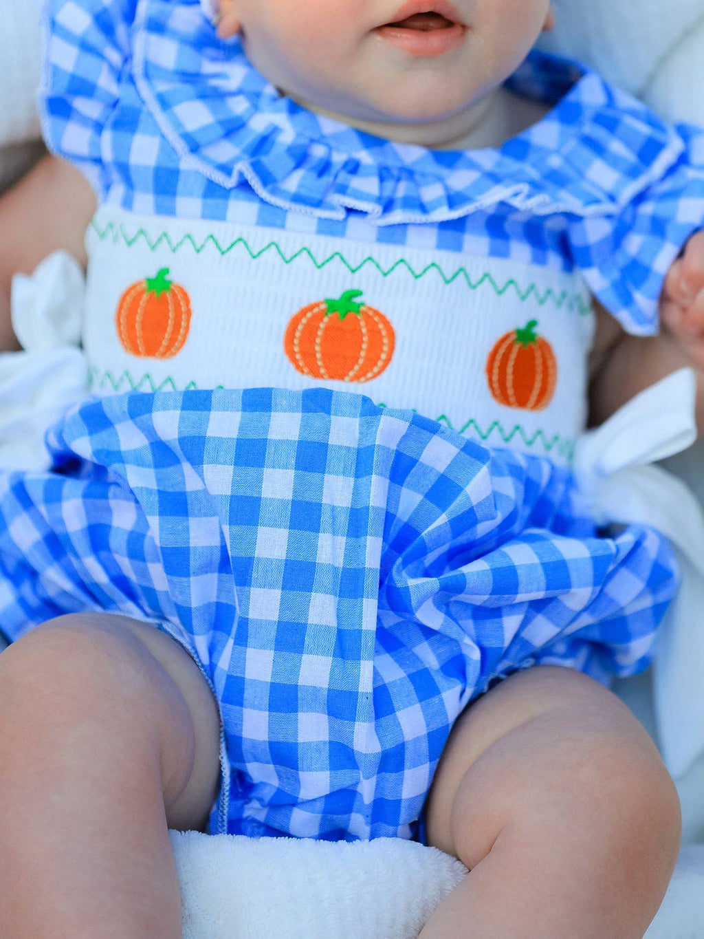 Pumpkin Smock Embroidery Romper