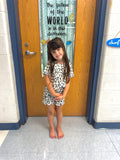 Girls leopard print top 2pcs sets