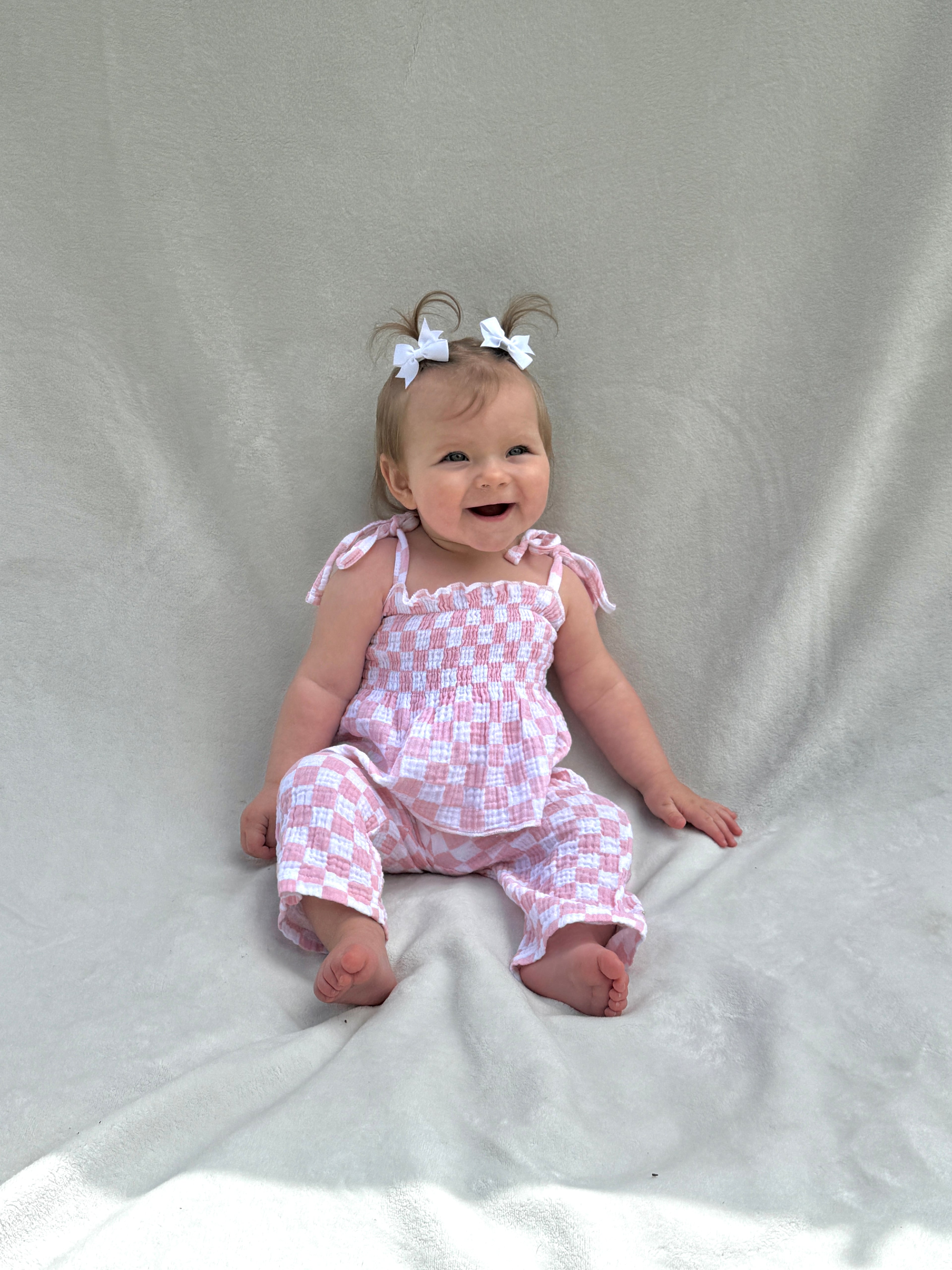Pink Checkered Tank/Pant Two Piece Set