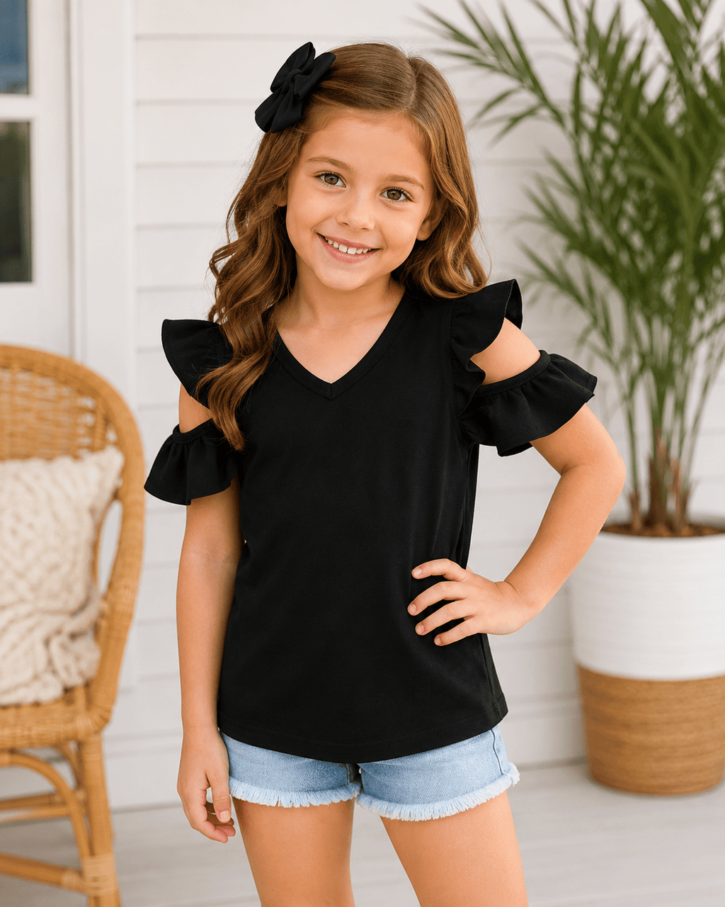 Cold Shoulder Ruffled Top Kids