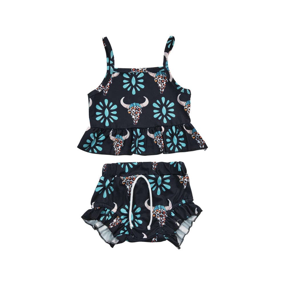 Turquoise Western Cow Bummie Set