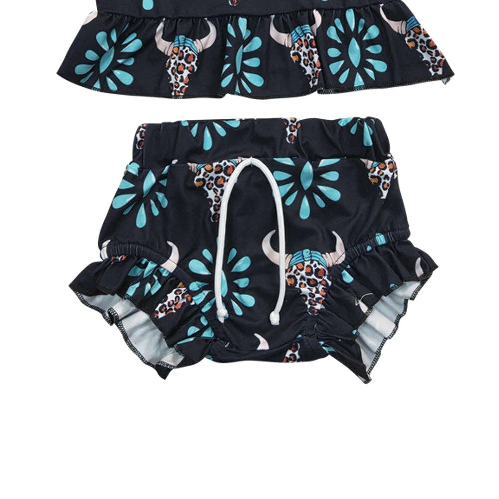 Turquoise Western Cow Bummie Set