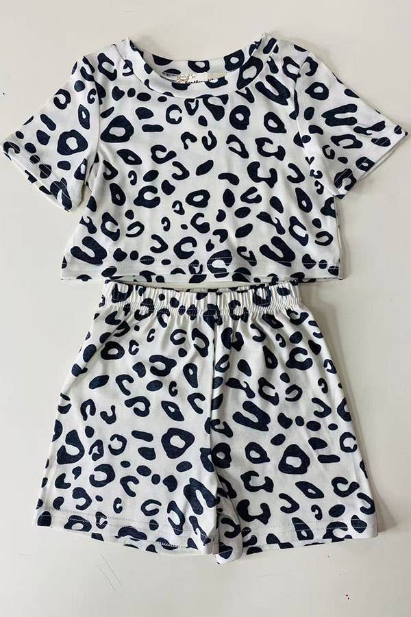Girls leopard print top 2pcs sets