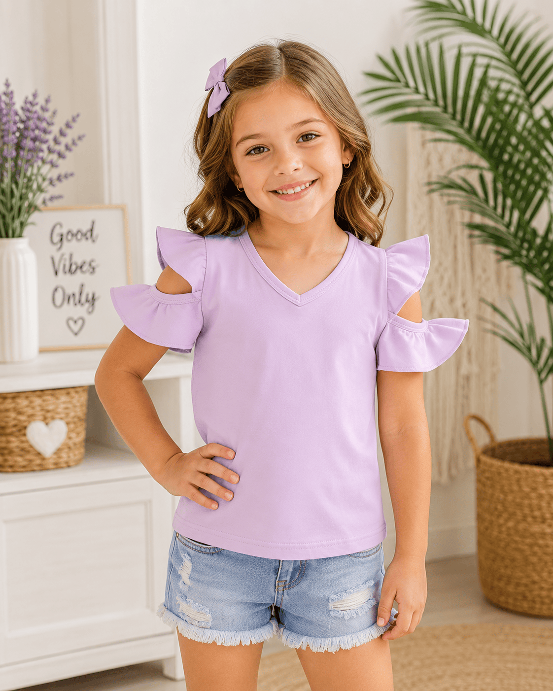 Cold Shoulder Ruffled Top Kids