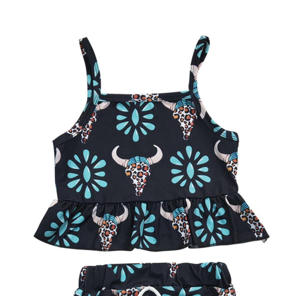 Turquoise Western Cow Bummie Set