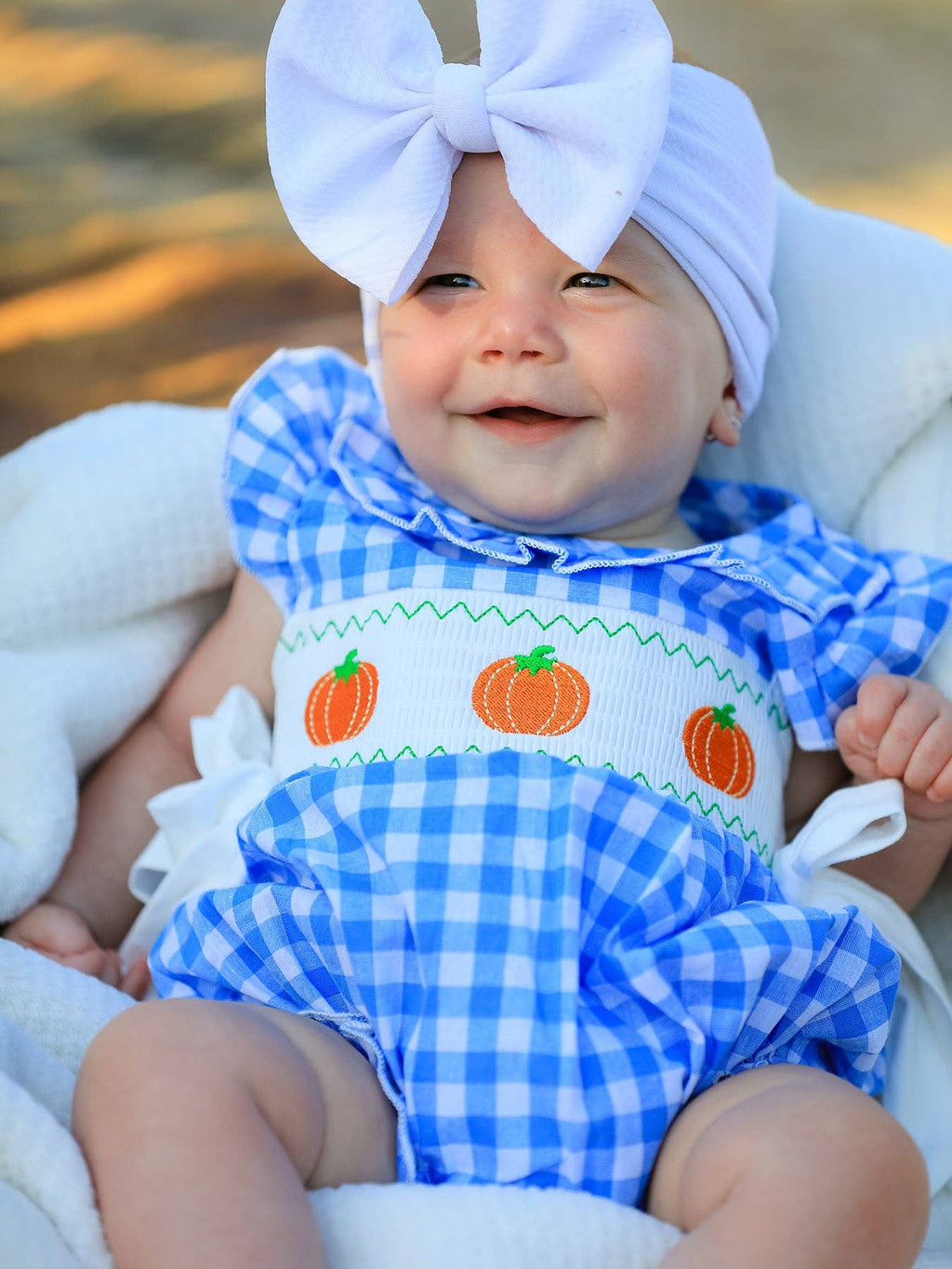 Pumpkin Smock Embroidery Romper