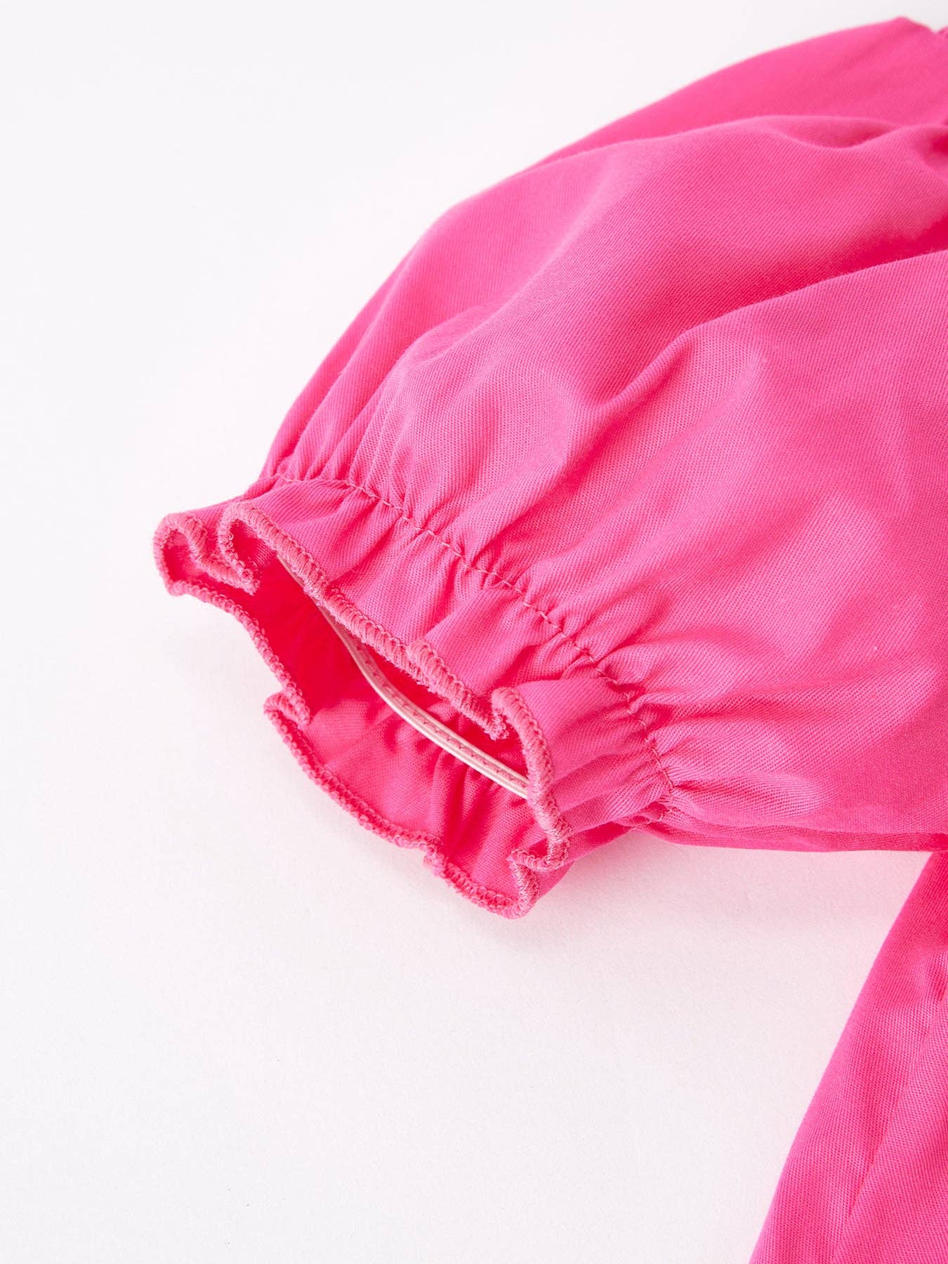 Embroidery Hot Pink Bow Smocked Dress