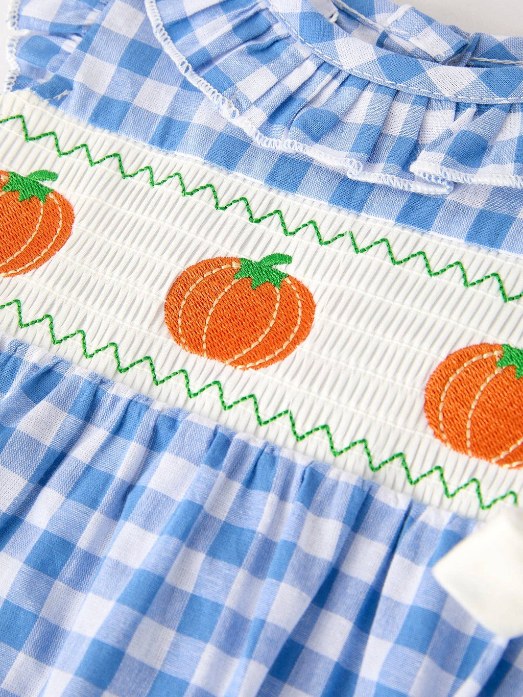 Pumpkin Smock Embroidery Romper