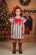 Christmas Striped Bow Dress
