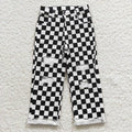 Unisex Black Checkered Denim Pants
